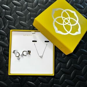Kendra Scott Anna Pave Pendant Necklace and Huggie Earring Set 2pc - Silver